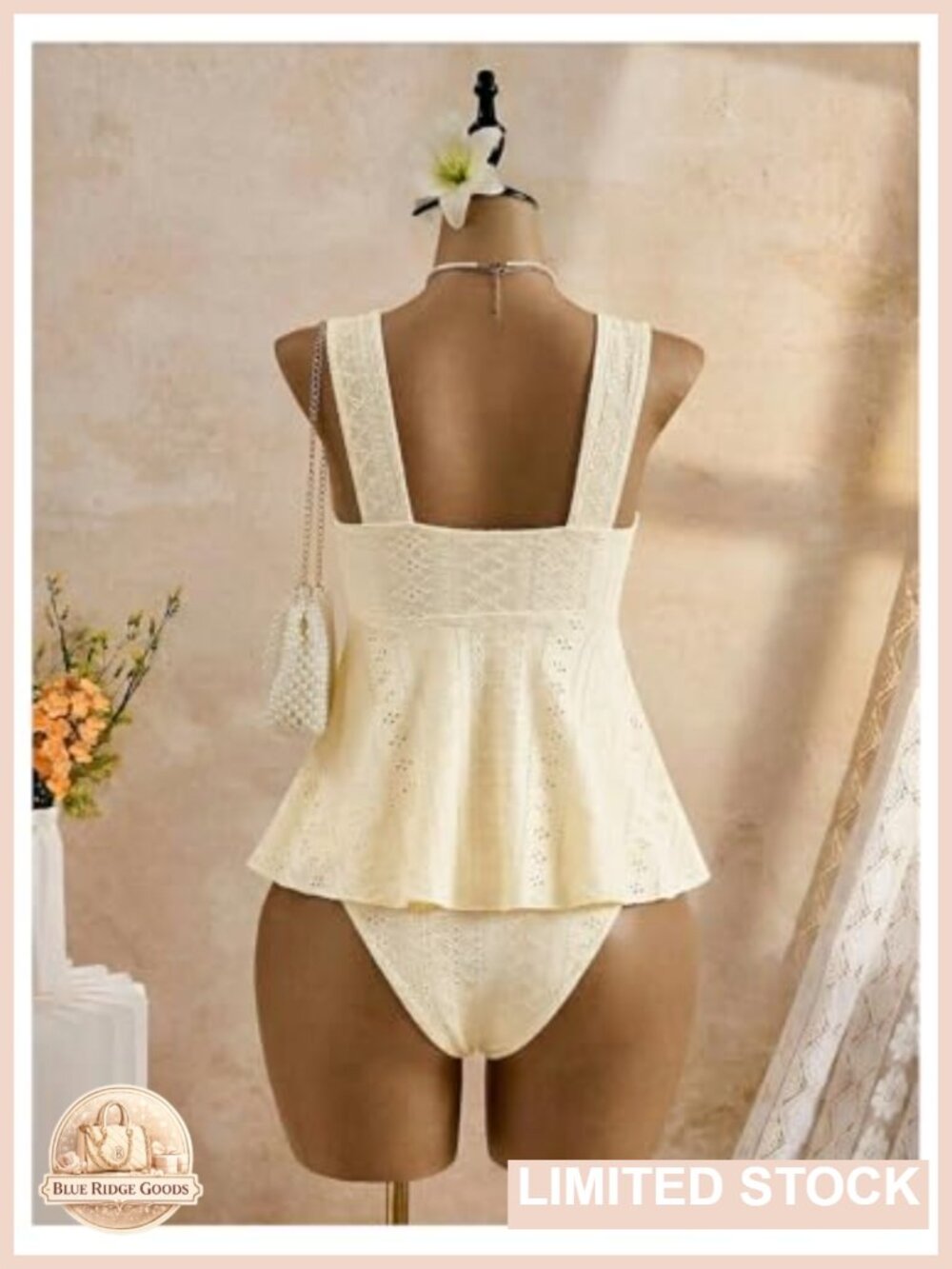 Plus Size Tankini Set Ruffle Flowy Tank Top with Panty Bathing Suits - Picture 5 of 5